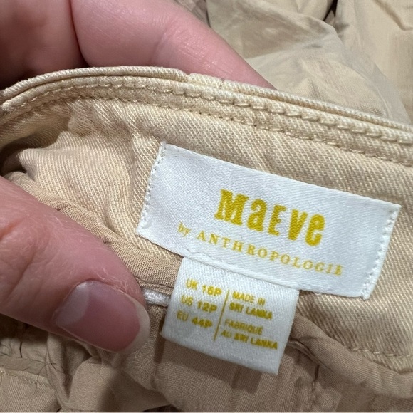 Anthropologie Maeve Remi Wide Leg Cropped Pleated Chino Pants Khaki Tan - Picture 8 of 9